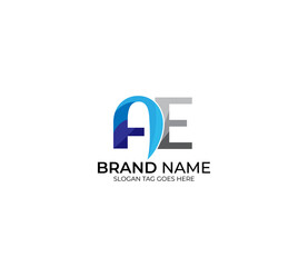 Modern AE Alphabet Blue Or Gray Colors Company Based Logo Design Concept