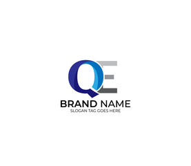 Modern QE Alphabet Blue Or Gray Colors Company Based Logo Design Concept
