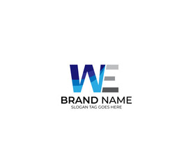 Fototapeta premium Modern WE Alphabet Blue Or Gray Colors Company Based Logo Design Concept