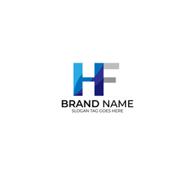 Modern HF Alphabet Blue Or Gray Colors Company Based Logo Design Concept