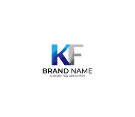 Modern KF Alphabet Blue Or Gray Colors Company Based Logo Design Concept