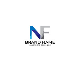 Modern NF Alphabet Blue Or Gray Colors Company Based Logo Design Concept