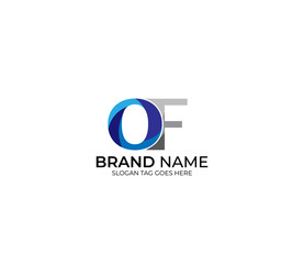 Modern OF Alphabet Blue Or Gray Colors Company Based Logo Design Concept
