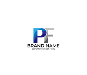 Modern PF Alphabet Blue Or Gray Colors Company Based Logo Design Concept
