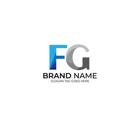 Modern FG Alphabet Blue Or Gray Colors Company Based Logo Design Concept
