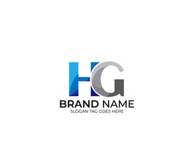 Modern HG Alphabet Blue Or Gray Colors Company Based Logo Design Concept