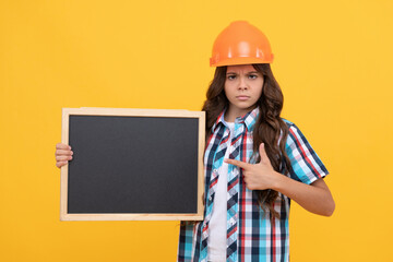 child advertising labor day. back to school. kid presenting novelty information. childhood education
