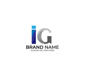 Modern IG Alphabet Blue Or Gray Colors Company Based Logo Design Concept