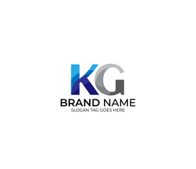 Modern KG Alphabet Blue Or Gray Colors Company Based Logo Design Concept