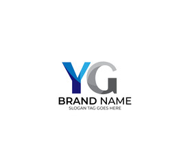 Modern YG Alphabet Blue Or Gray Colors Company Based Logo Design Concept