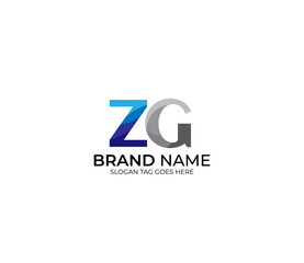 Modern ZG Alphabet Blue Or Gray Colors Company Based Logo Design Concept