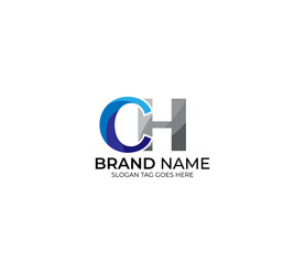 Modern CH Alphabet Blue Or Gray Colors Company Based Logo Design Concept