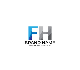 Modern FH Alphabet Blue Or Gray Colors Company Based Logo Design Concept