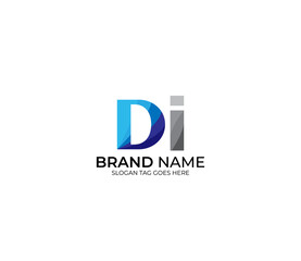 Modern DI Alphabet Blue Or Gray Colors Company Based Logo Design Concept