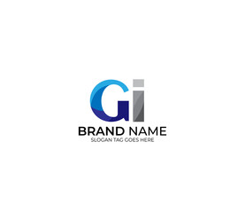 Modern GI Alphabet Blue Or Gray Colors Company Based Logo Design Concept