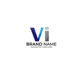 Modern VI Alphabet Blue Or Gray Colors Company Based Logo Design Concept
