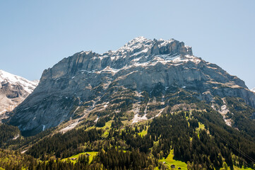 Grindelwald, Schreckhorn, Pfingstegg, Mettenberg, Gletscher, Alpen, Berner Oberland, Finsteraarhorn, Fiescherhörner, Wanderweg, Bergdorf, Frühling, Sommer, Schweiz