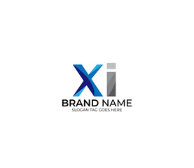 Modern XI Alphabet Blue Or Gray Colors Company Based Logo Design Concept