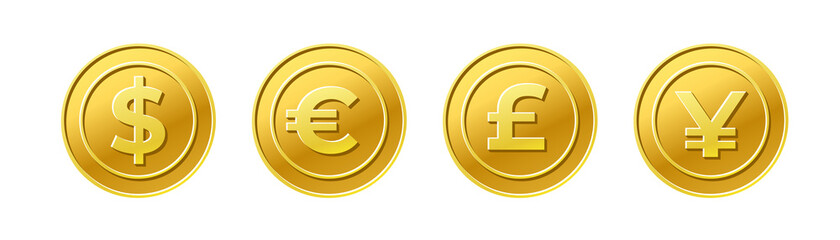 currency exchange dollar, euro, pound and yen