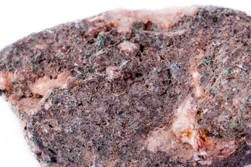 stone macro mineral malachite on a white background