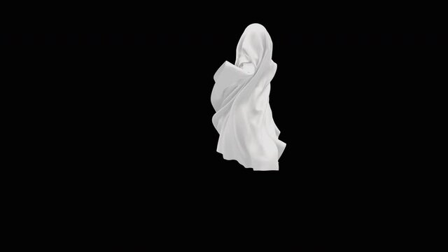 Halloween day. Ghost character bone dancing. 3d rendering, realistic CGI,3d mapping cartoon, Included in the end of the clip with Alpha matte.