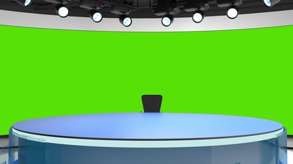 Tv studio. News room. Blye and red background. General and close-up shot. News Studio. Studio Background. Newsroom bakground. The perfect backdrop for any green screen or chroma key video production