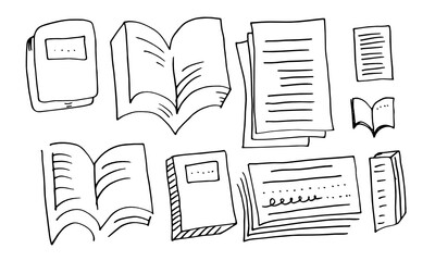 Book set in doodle style suitable for education content on white background.