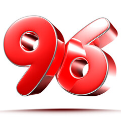 Red numbers 96 on white background 3D rendering with clipping path. - obrazy, fototapety, plakaty