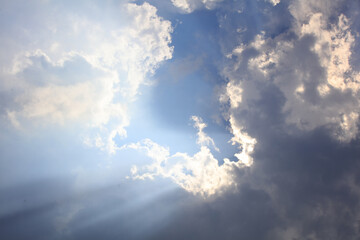 Fototapeta na wymiar Natural background, clould sky with sun ray
