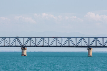 View of part of the railway bridge that crosses the lake