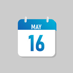 White daily calendar Icon May in a Flat Design style. Easy to edit Isolated vector Illustration.