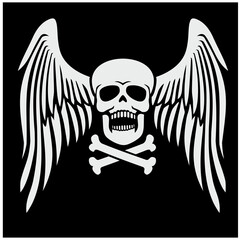 Fototapeta premium military sign with skull and wings, grunge vintage design t shirts 