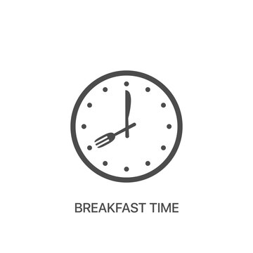 Breakfast time vector icon Food time on the clock