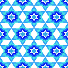Seamless pattern with traditional  star Magendavid - Star of David. Vector illustration. Patterned geometric background.