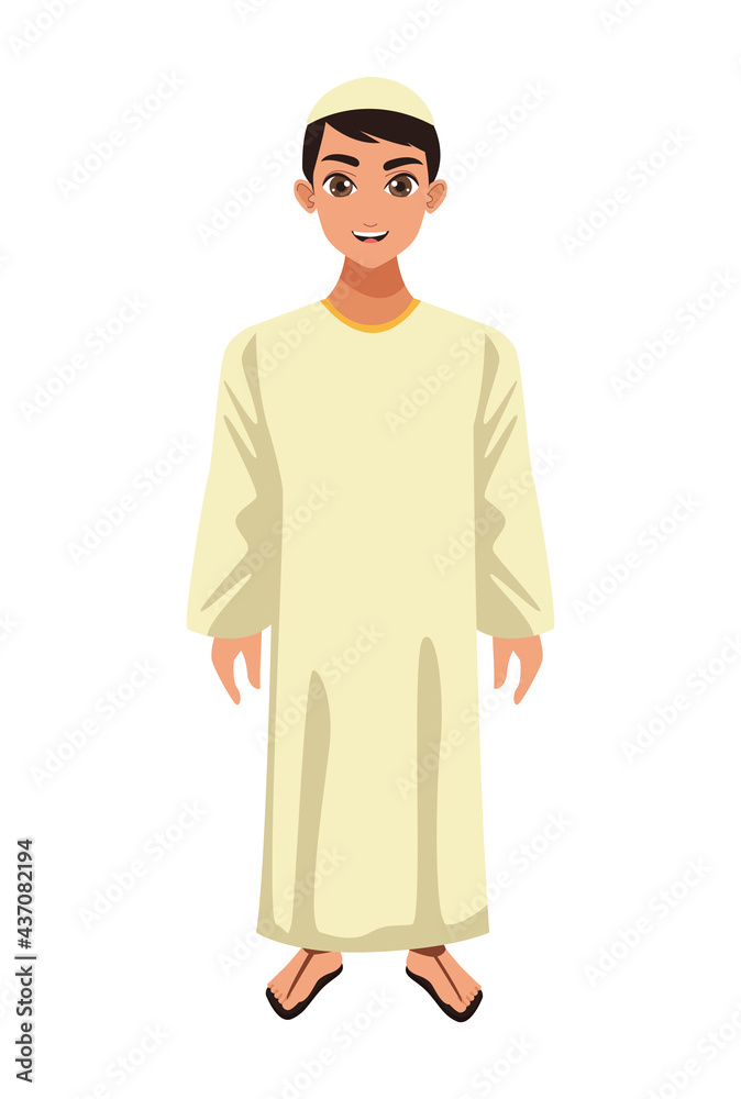 Wall mural white muslim boy