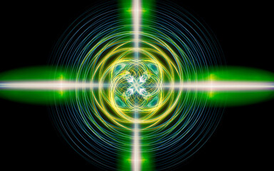 fantastic abstract symmetrical flower with petals consisting of a variety of geometric shapes of different colors