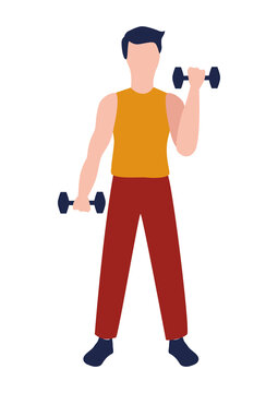 man fitness lifting dumbbells