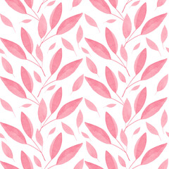 Watercolor floral pattern. Seamless watercolor leaf pattern.
