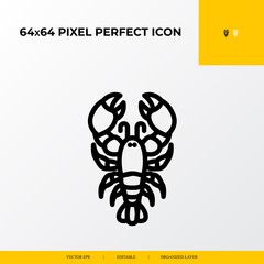 Lobster icon. Ocean icon. 64x64 pixel perfect icon