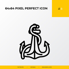 Anchor icon. Ocean and sea life icon. 64x64 pixel perfect icon