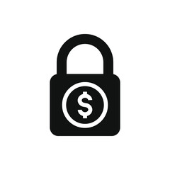 Dollar sign with a padlock. Money security and protection icon flat style isolated on white background. Vector illustration