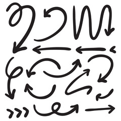 Sketchy arrow set, doodle arrows, hand drawn direction marks