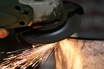 flying sparks from a grinder