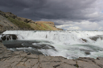 The Gullfoss waterfall in southwestern Iceland.