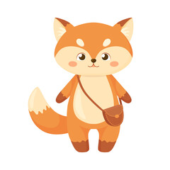 Cute little fox with bag