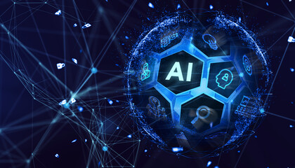 AI Learning and Artificial Intelligence Concept. Business, modern technology, internet and networking concept.