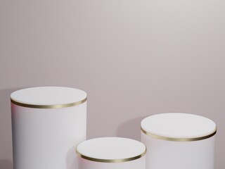Scene with podium for mock up presentation in minimalism style with copy space, 3d render abstract background