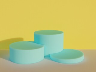 Scene with podium for mock up presentation in minimalism style with copy space, 3d render abstract background