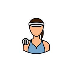 avatar tennis player outline colored icon. Signs and symbols can be used for web logo mobile app UI UX