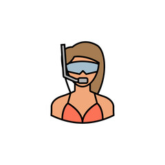 avatar snorkeling outline colored icon. Signs and symbols can be used for web logo mobile app UI UX
